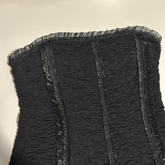 Escada Strapless Black Sparkle Knee Length Dress Size 36 - Picture 2 of 5